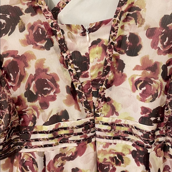 Simply Vera Vera Wang Burgundy Pink Rose Floral Dress 1X - Picture 6 of 6